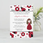 Cute red black lady bugs verjaardagsfeest kaart (Staand voorkant)