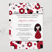 Cute red black lady bugs verjaardagsfeest kaart (Voorkant / Achterkant)