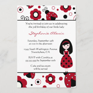 Cute red black lady bugs verjaardagsfeest kaart