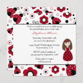 Cute red black lady bugs verjaardagsfeest kaart (Voorkant / Achterkant)