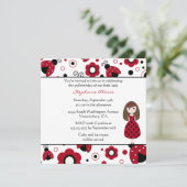 Cute red black lady bugs verjaardagsfeest kaart (Staand voorkant)