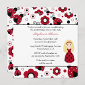 Cute red black lady bugs verjaardagsfeest kaart (Voorkant / Achterkant)