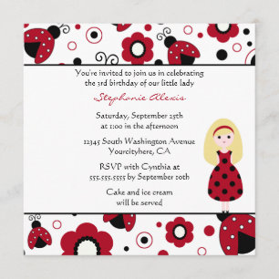 Cute red black lady bugs verjaardagsfeest kaart