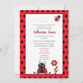 Cute Red Black Ladybug Baby shower Invitation Kaart (Voorkant)