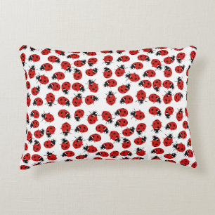 Cute Red & Black Ladybug Pattern Accent Kussen