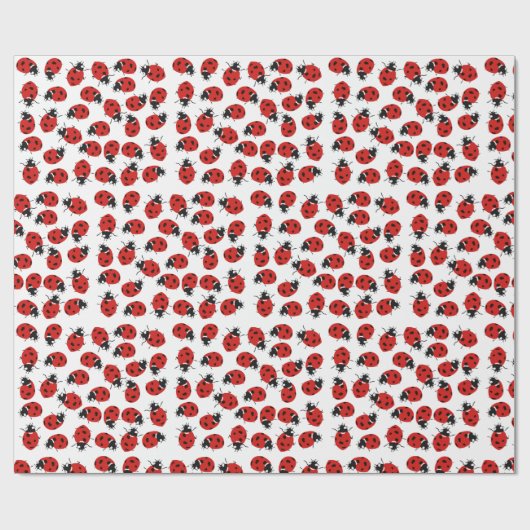 Cute Red & Black Ladybug Pattern Cadeaupapier (Vlak)