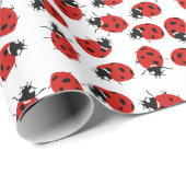 Cute Red & Black Ladybug Pattern Cadeaupapier (Rol Hoek)