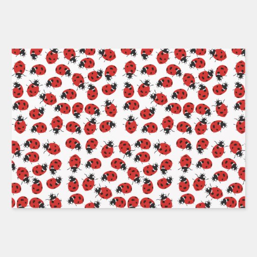 Cute Red & Black Ladybug Pattern Inpakpapier Vel (Voorkant)