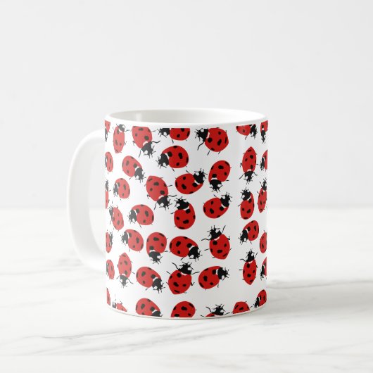 Cute Red & Black Ladybug Pattern Koffiemok (Voorkant links)