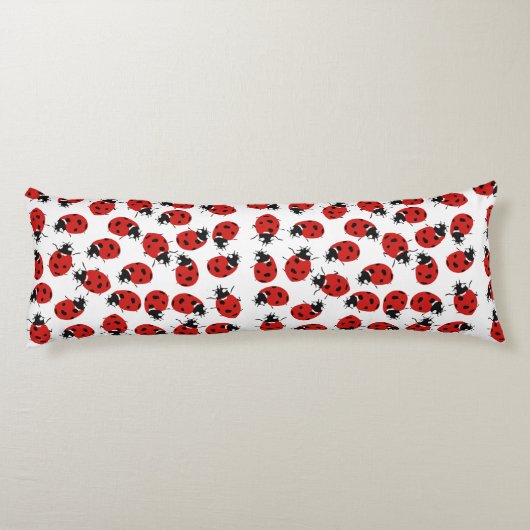 Cute Red & Black Ladybug Pattern Lichaamskussen (Achterkant)