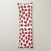 Cute Red & Black Ladybug Pattern Lichaamskussen (Achterkant (Verticaal))