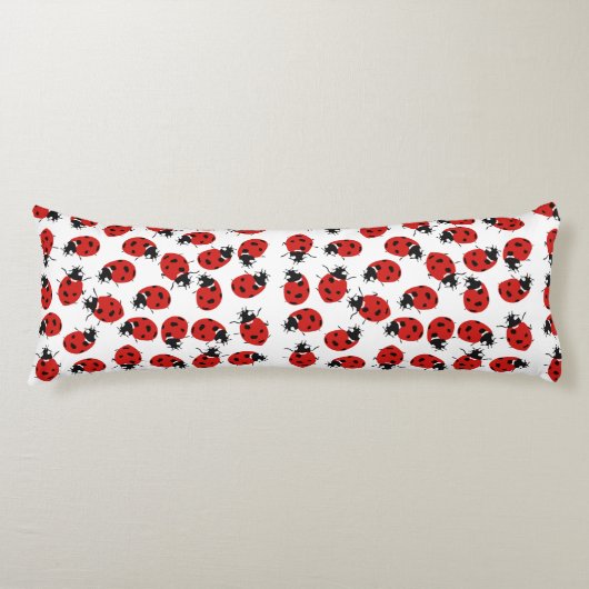 Cute Red & Black Ladybug Pattern Lichaamskussen (Voorkant)