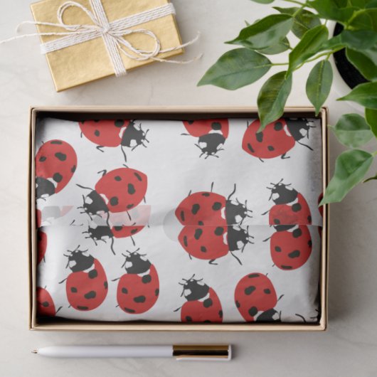 Cute Red & Black Ladybug Pattern Tissuepapier (Geschenk)