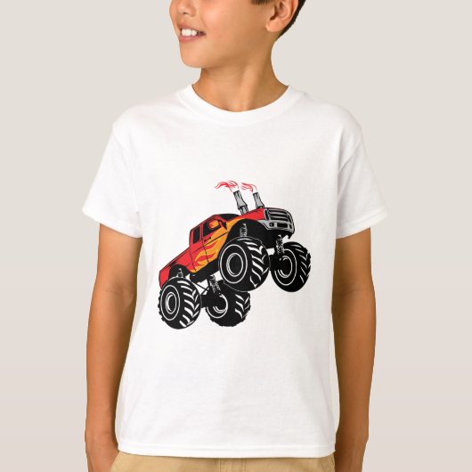 Cute Red Black Monster Truck Kinderen T-Shirt (Voorkant)