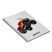 Cute Red Black Monster Truck Name Persoonlijk Notitieboek (Rechterzijde)