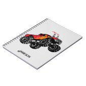 Cute Red Black Monster Truck Name Persoonlijk Notitieboek (Linkerzijde)