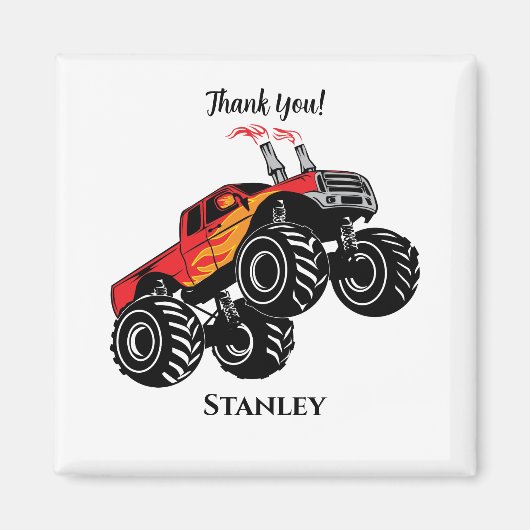 Cute Red Black Name Monster Truck Hartelijk dank Magneet (Voorkant)
