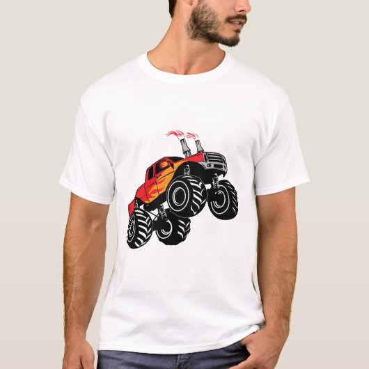 Cute Red Black Name Monster Truck T-Shirt (Voorkant)