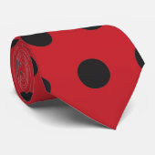 Cute red black polka stipt  stropdas (Opgerold)