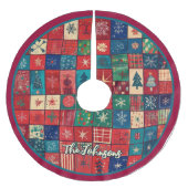 Cute red blue festive christmas pattern custom kerstboom rok (Voorkant)