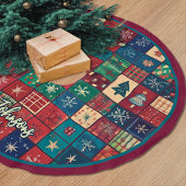 Cute red blue festive christmas pattern custom kerstboom rok