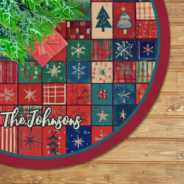 Cute red blue festive christmas pattern custom kerstboom rok