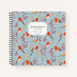 Cute Red blue kerstvogel Pattern Notitieboek
