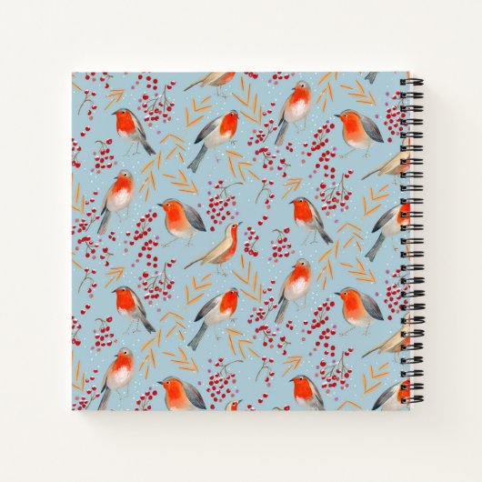 Cute Red blue kerstvogel Pattern Notitieboek (Achterkant)