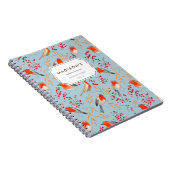 Cute Red blue kerstvogel Pattern Notitieboek (Rechterzijde)