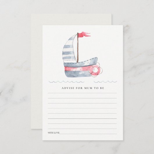 Cute Red Blue Sailboat Advice for mum Baby shower Informatiekaartje (Voorkant / Achterkant)