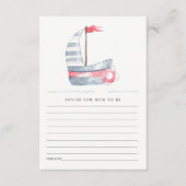 Cute Red Blue Sailboat Advice for mum Baby shower Informatiekaartje (Voorkant)