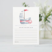 Cute Red Blue Sailboat Advice for mum Baby shower Informatiekaartje (Staand voorkant)