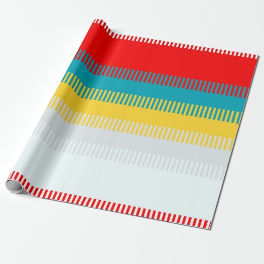 CUTE Red Blue Yellow Green Abstract Stripe Patroon Cadeaupapier (Uitgerold)