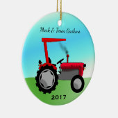 Cute  Red Boerderij Tractor Keramisch Ornament (Rechts)