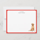 Cute Red Border Golden Retrie Christmas Thank you  Bedankkaart (Voorkant)