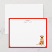 Cute Red Border Golden Retrie Christmas Thank you  Bedankkaart (Voorkant / Achterkant)