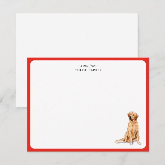 Cute Red Border Golden Retrie Christmas Thank you  Bedankkaart (Voorkant / Achterkant)