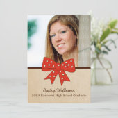 Cute Red Bow Afstuderen nodigt uit Kaart (Staand voorkant)