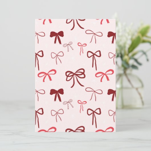 Cute Red Bow Invitation Kaart (Staand voorkant)