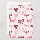 Cute Red Bow Invitation Kaart (Voorkant / Achterkant)