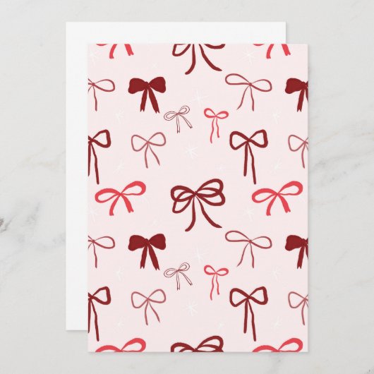 Cute Red Bow Invitation Kaart (Voorkant / Achterkant)