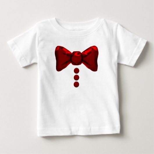 Cute Red Bow Stropdas en Buttonnen T Shirt (Voorkant)