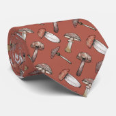 Cute Red Brown paddenstoel Fungi Pattern Stropdas (Opgerold)