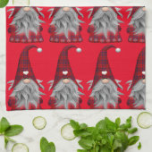 Cute Red Buffalo Pset-kerstgenoom  Theedoek (Gevouwen)