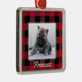 Cute Red Buffalo Pset Persoonlijke Dog Pet Metalen Ornament (Rechts)