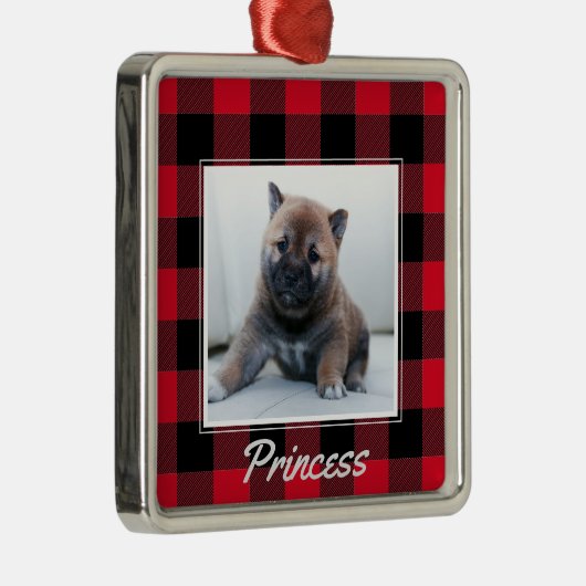 Cute Red Buffalo Pset Persoonlijke Dog Pet Metalen Ornament (Rechts)