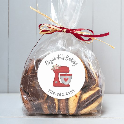 Cute Red Cake Mixer Baked With Love Ronde Sticker