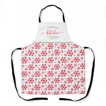 Cute Red Calligraphy Holiday Apron