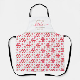 Cute Red Calligraphy Holiday Apron Schort