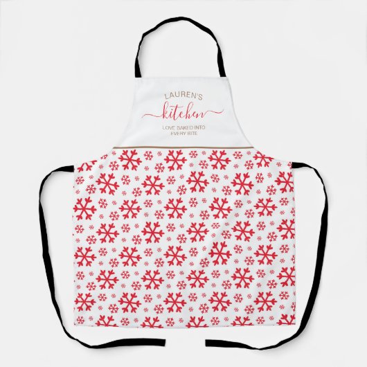 Cute Red Calligraphy Holiday Apron Schort (Voorkant)